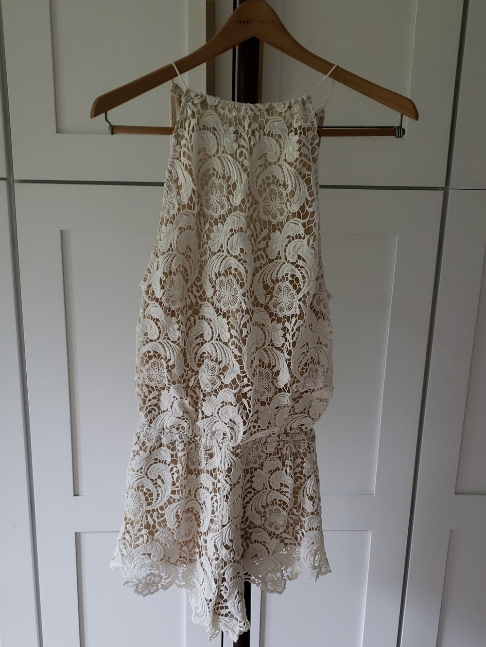 Winston White Halter Lace Romper Womens XS‎ Cream Floral Crochet Boho Backless